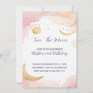 Deux La Lune Deuxième Invitation Anniversaire