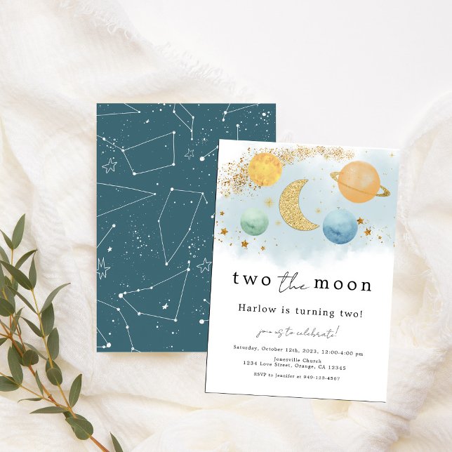 Deux la Lune Espace Extérieur 2e Invitation d'anni (Créateur téléchargé)