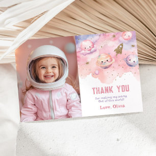 Deux la lune fille carte de remerciements photo d'
