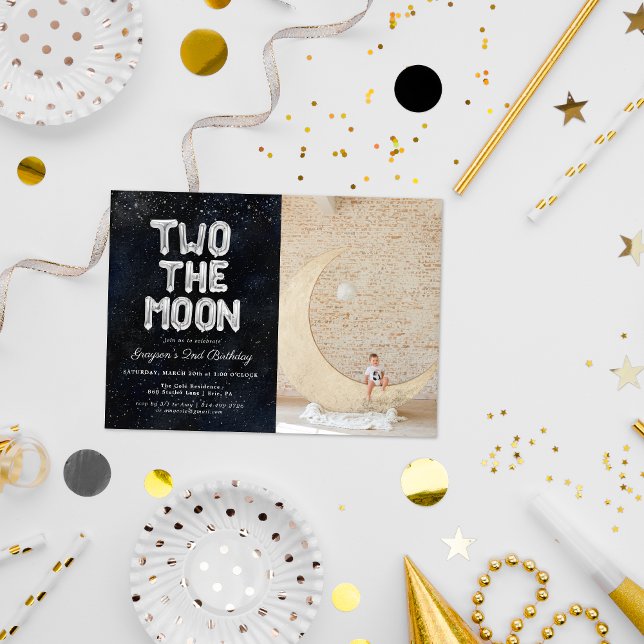Deux la Lune | Invitation de fête du 2e anniversai (Créateur téléchargé)