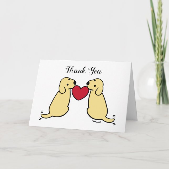 Deux Labradors Jaunes avec Merci Coeur (Devant)