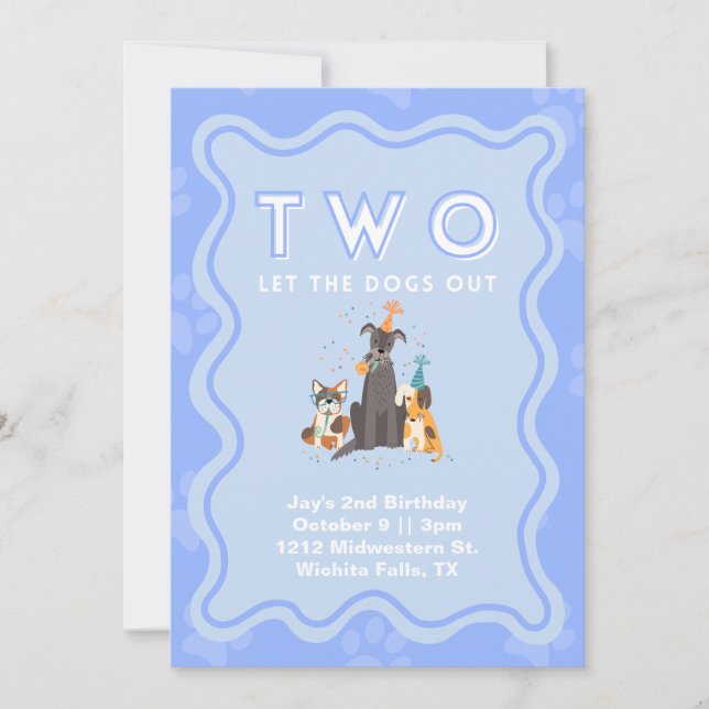 "Deux laissez les chiens sortir" 2e Invitation d'a (Devant)