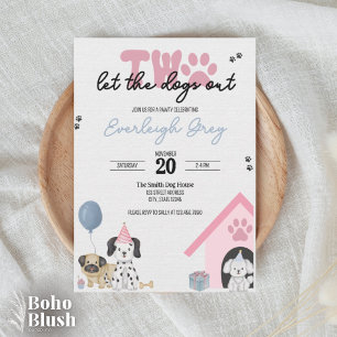 Deux laissez les chiens sortir   Carte d'invitatio