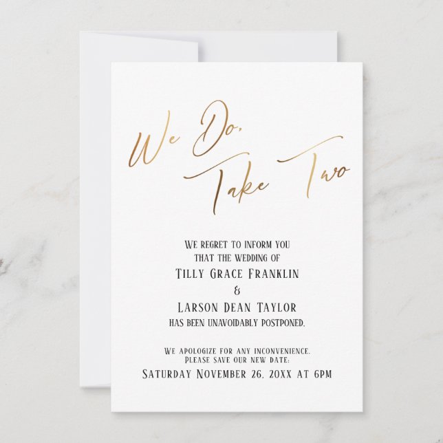 Deux : Le Faire-part Mariage retardé (Devant)