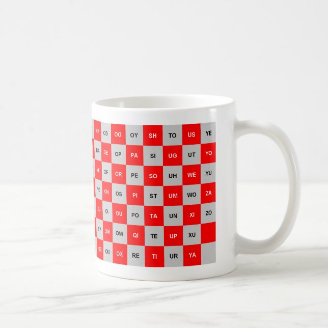 Deux lettres Mots mug Rouge et gris Intrl. version (Droite)