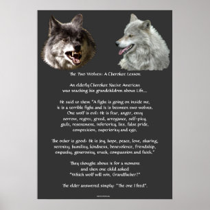 DEUX LOUPS CHEROKEE TALE Poster d'art