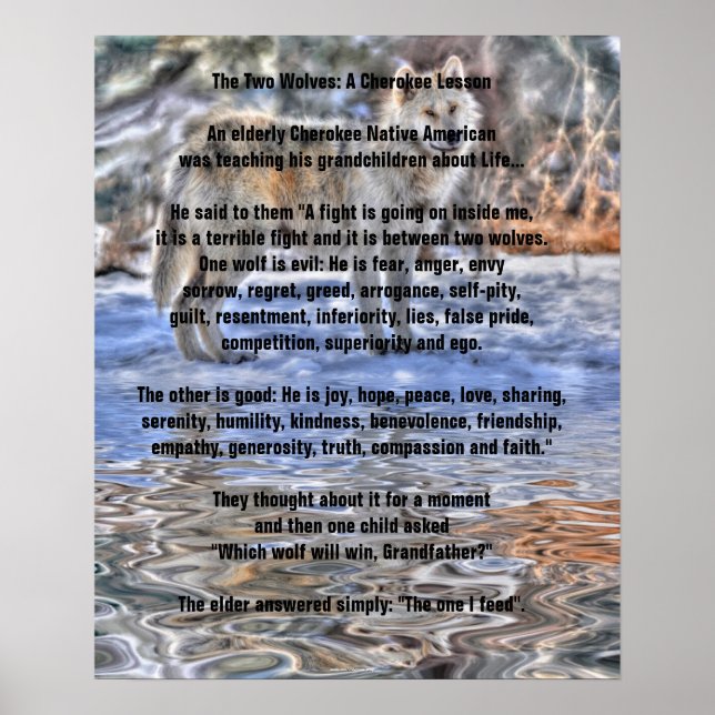 DEUX LOUPS CHEROKEE TALE Poster d'art (Devant)