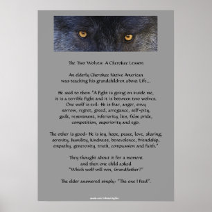 DEUX LOUPS CHEROKEE TALE Poster d'art