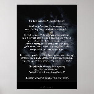 DEUX LOUPS CHEROKEE TALE Poster d'art