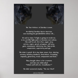 DEUX LOUPS CHEROKEE TALE Poster d'art