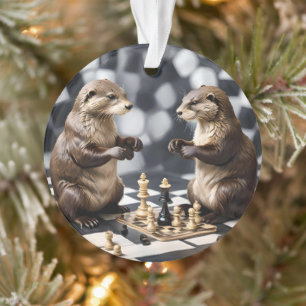 Deux loutres jouant aux échecs,