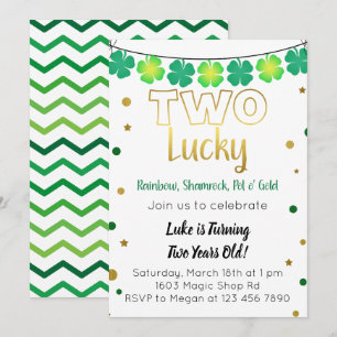 Deux Lucky 2e Invitation anniversaire