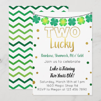 Deux Lucky 2e Invitation anniversaire