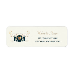 Deux Mariages Grooms Cream Blue LGBTQ Adresse de r