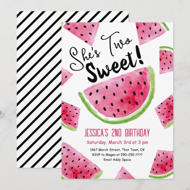 Deux Melon doux Invitation de fête d'anniversaire (Devant / Derrière)