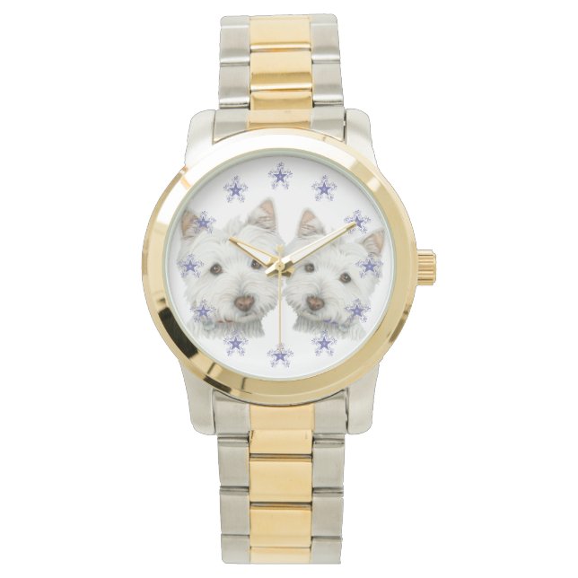 Deux mignons chiens Westie montre art (devant)
