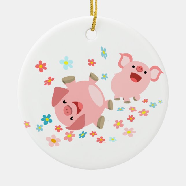 Deux mignons cochons de dessin en ornement du prin (Devant)