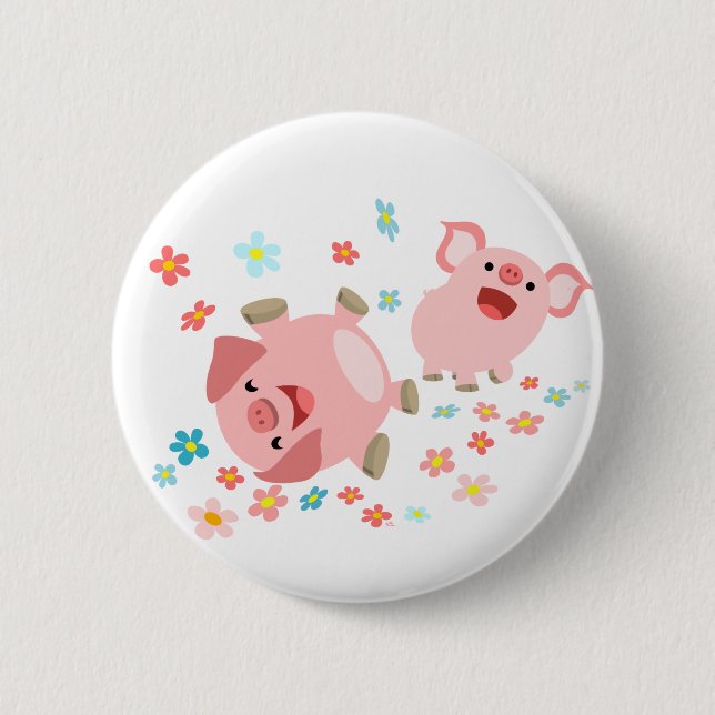 Deux mignons cochons en carton dans le badge du bo (Devant)