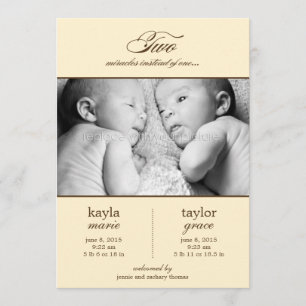 Deux Miracles Twins Faire-part de naissance - Crèm