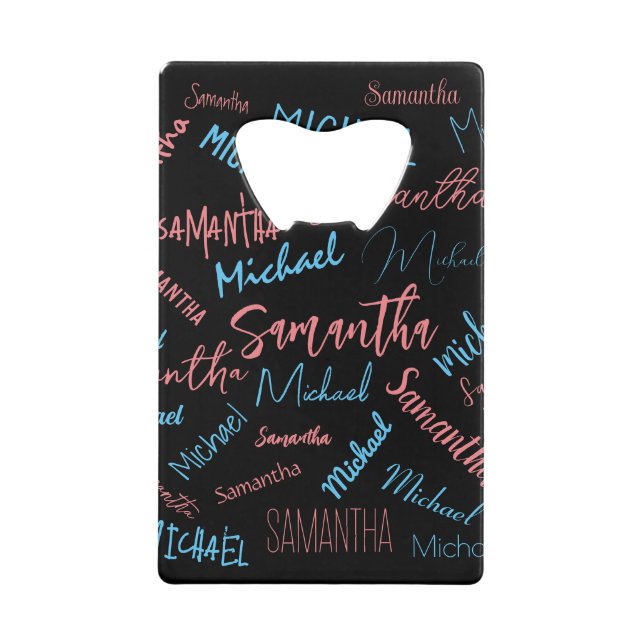 Deux noms couples motif monogramme bleu rose clair (Devant)