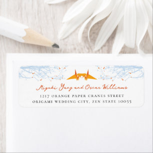 Deux Origami Orange Cranes Mariage asiatique Adres