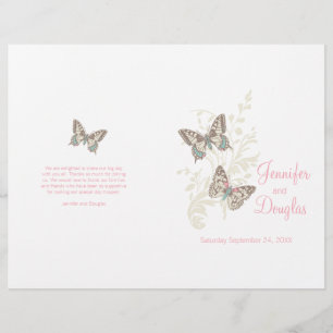 Deux papillons rose graphique programme de mariage