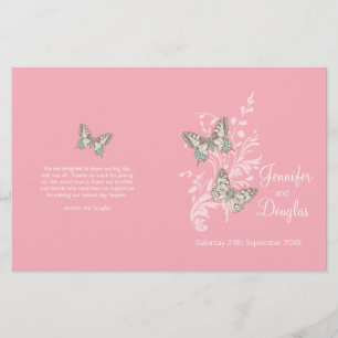 Deux papillons rose graphique programme de mariage