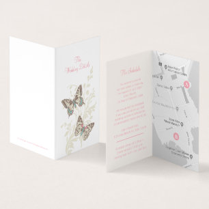 Deux papillons rose mariage détails plan