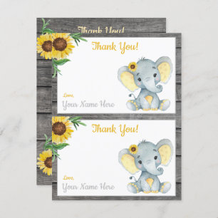 Deux par page Merci Cartes Elephant Girl Douche