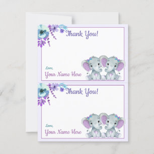 Deux par page Merci Cartes Elephant Twin Douche