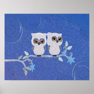 Deux petites affiches de hibou blanc