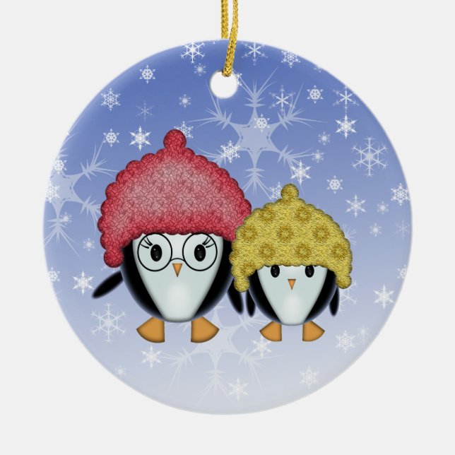 Deux petits pingouins ornement de Noël (Devant)