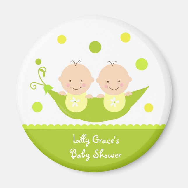 Deux petits pois dans un Baby shower Magnets (Devant)