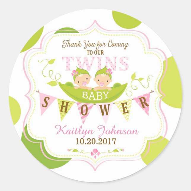 Deux petits pois dans un Étiquette de Merci pour f (Devant)