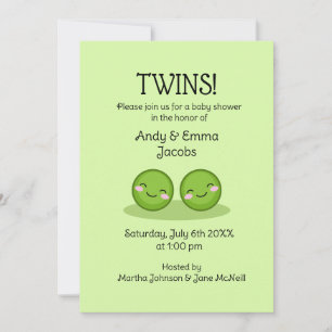 Deux petits pois dans un pod twin invitations douc