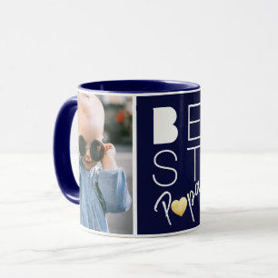 Deux photo Navy Blue Best Papa Mug