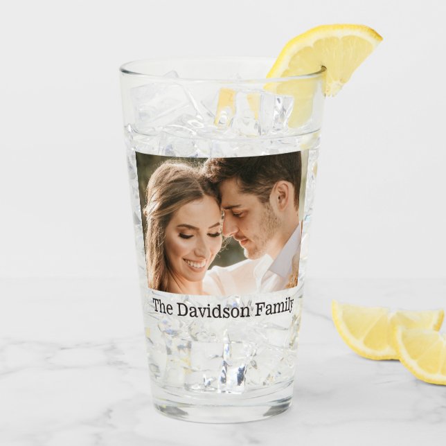 Deux photos et verre personnalisé 16oz pinte (Dos glace)