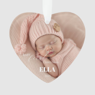Deux photos Minimaliste Rose Premier Noël de bébé 