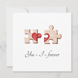 deux pièces de puzzle assorties avec carte coeur r