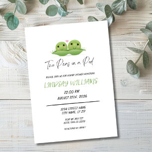Deux pois dans un Baby shower de pois Invitation