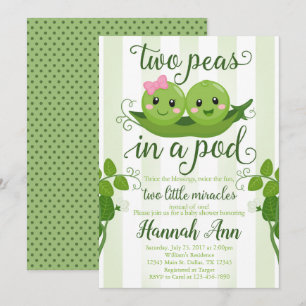 Deux pois dans un Baby shower de pois Invitation P