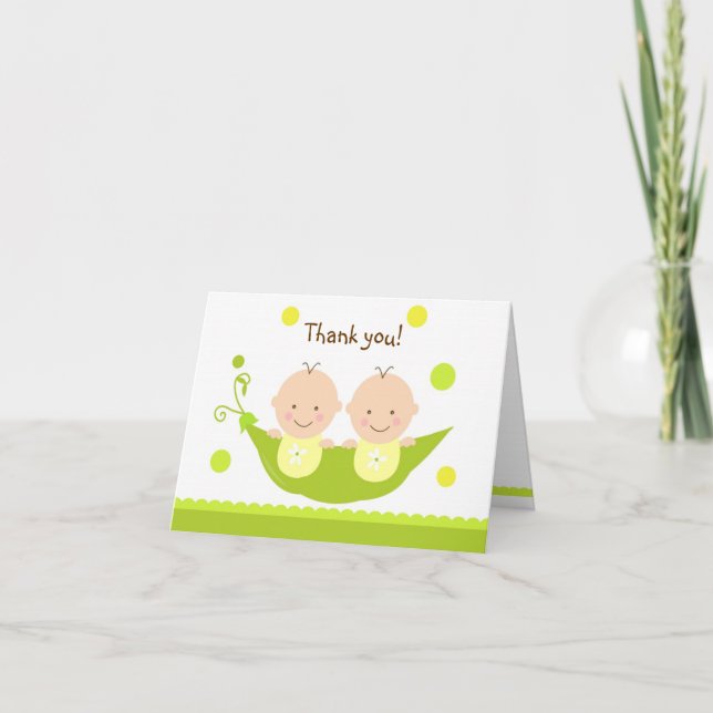 Deux pois dans un Baby shower de pois Merci carte  (Devant)