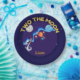 Deux pour la Lune Assiettes en papier pour 2e anni
