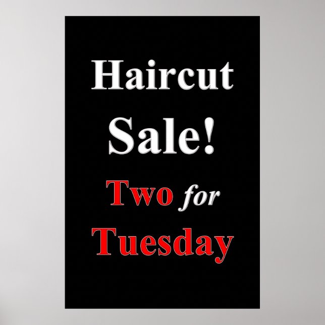 Deux pour mardi Haircut Vente Beauté Salon Poster (Devant)