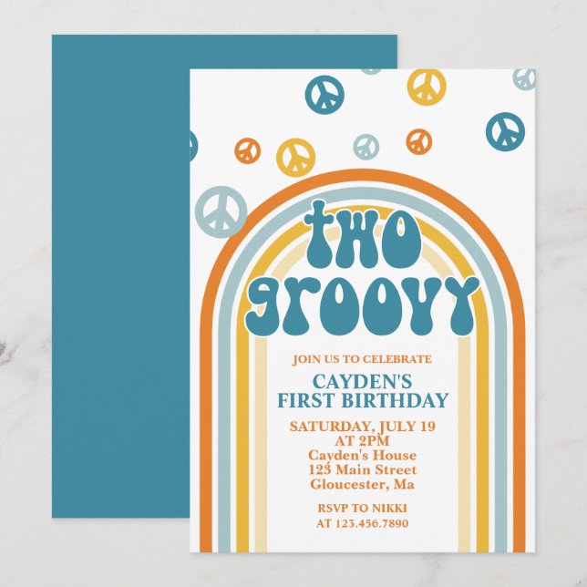 Deux Retro Boy Super 2e Invitation d'anniversaire (Devant / Derrière)