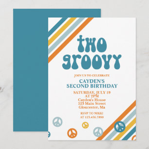 Deux Retro Boy Super 2e Invitation d'anniversaire