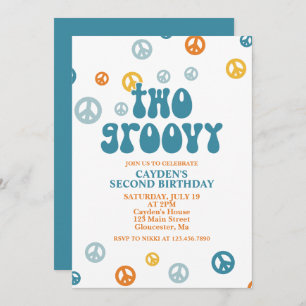 Deux Retro Boy Super 2e Invitation d'anniversaire