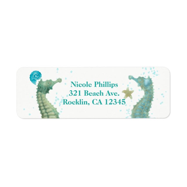 Deux Seahorses Aquarelle Plage Mariage Invitation (Devant)