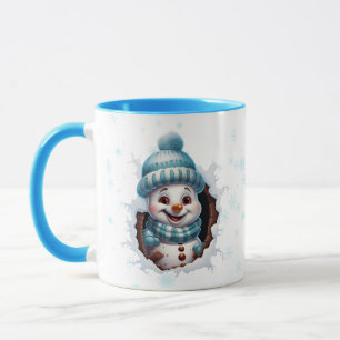 Deux Snowmen De Pékin En Mug De Café De Noël Bleu