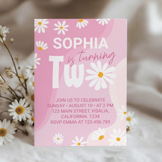 Deux Super Daisy 2e Invitation d'anniversaire (Créateur téléchargé)